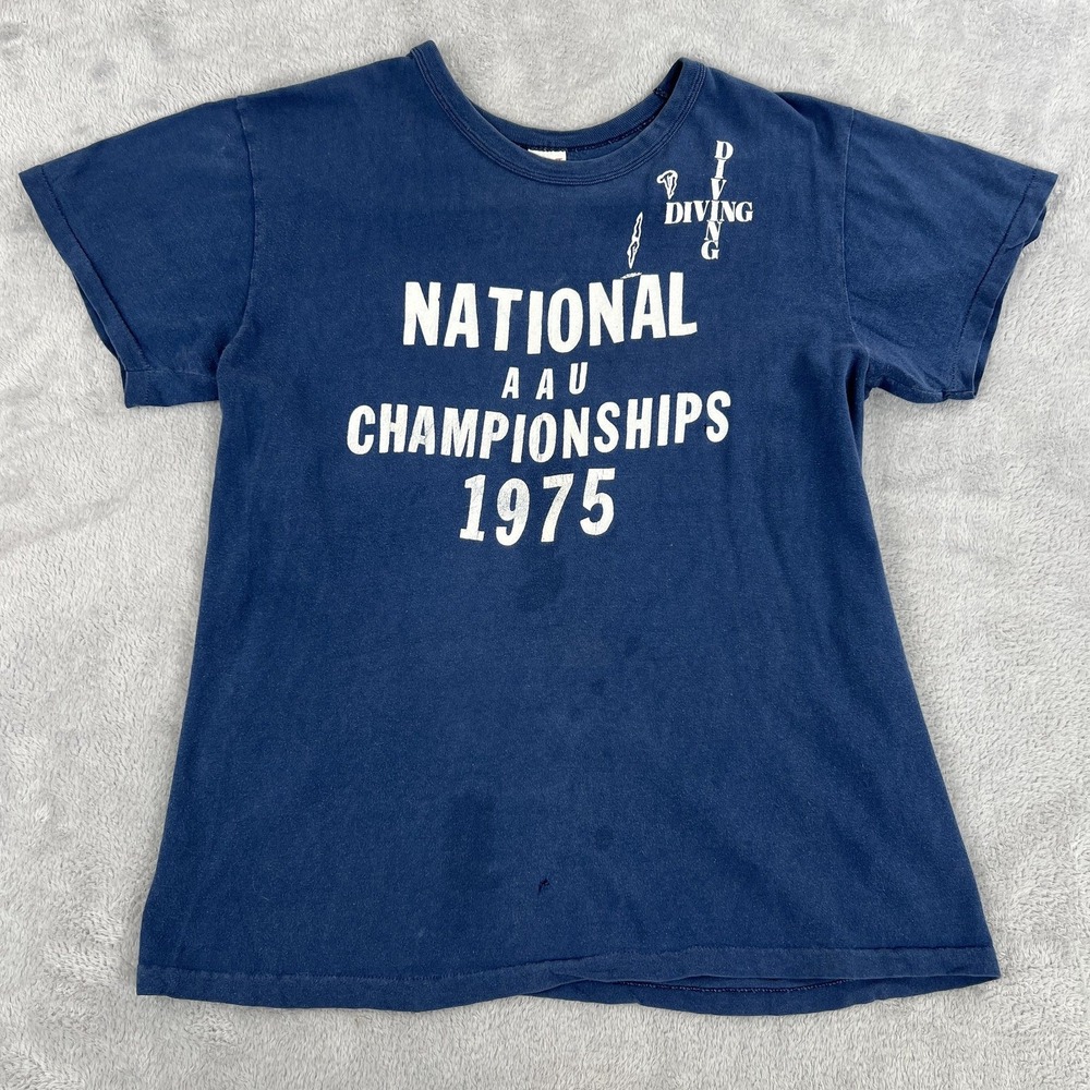Vintage 1975 AAU National Championships T-Shirt L Blue Sport-T Single Stitch Tee